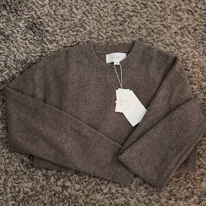 NWT Zara 100% Cashmere Ribbed Sweater - XL - Sand